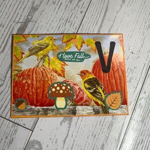 Original ACEO Art Card Featuring "V" Fall Wildlife & Pumpkin Scene